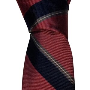 Robert Talbott Silk Necktie Mens Striped Pastel Maroon Navy Blue Designer Tie
